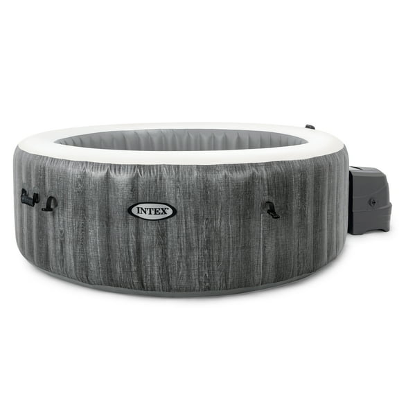 Intex Greywood Deluxe 4 Person Inflatable Hot Tub Spa w LED Light, Gray