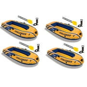 Intex Inflatable 2 Person Floating Boat Raft Set w/ Oars & Air Pump 4 Pack