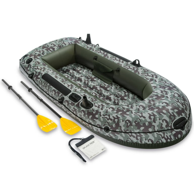 Intex Inflatable Camo Seahawk 2 Two-Person Boat with Oars and Pump, Green