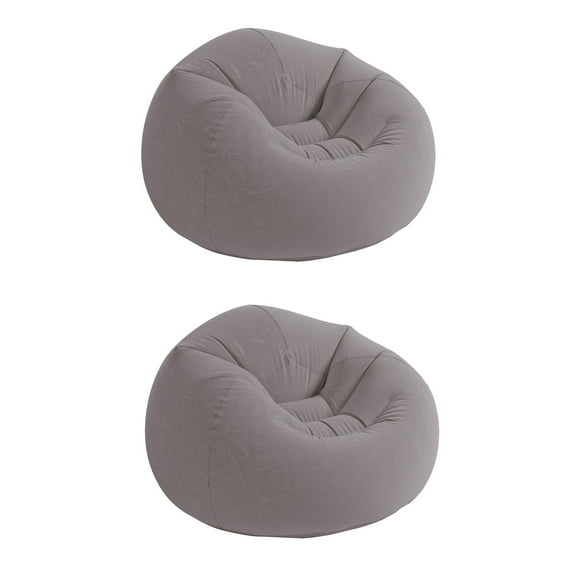 Intex Inflatable Contoured Corduroy Beanless Bag Lounge Chair, Gray (2 Pack)