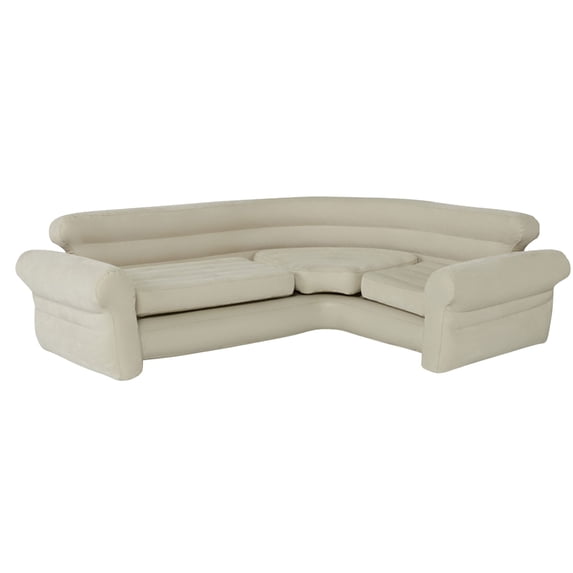 Intex Inflatable Corner Living Room Air Mattress Sectional Sofa, Beige