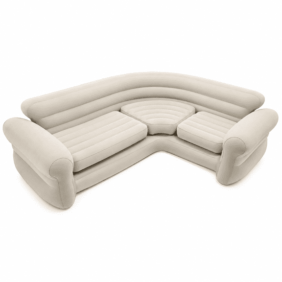Intex Inflatable Corner Living Room Air Mattress Sectional Sofa, Beige