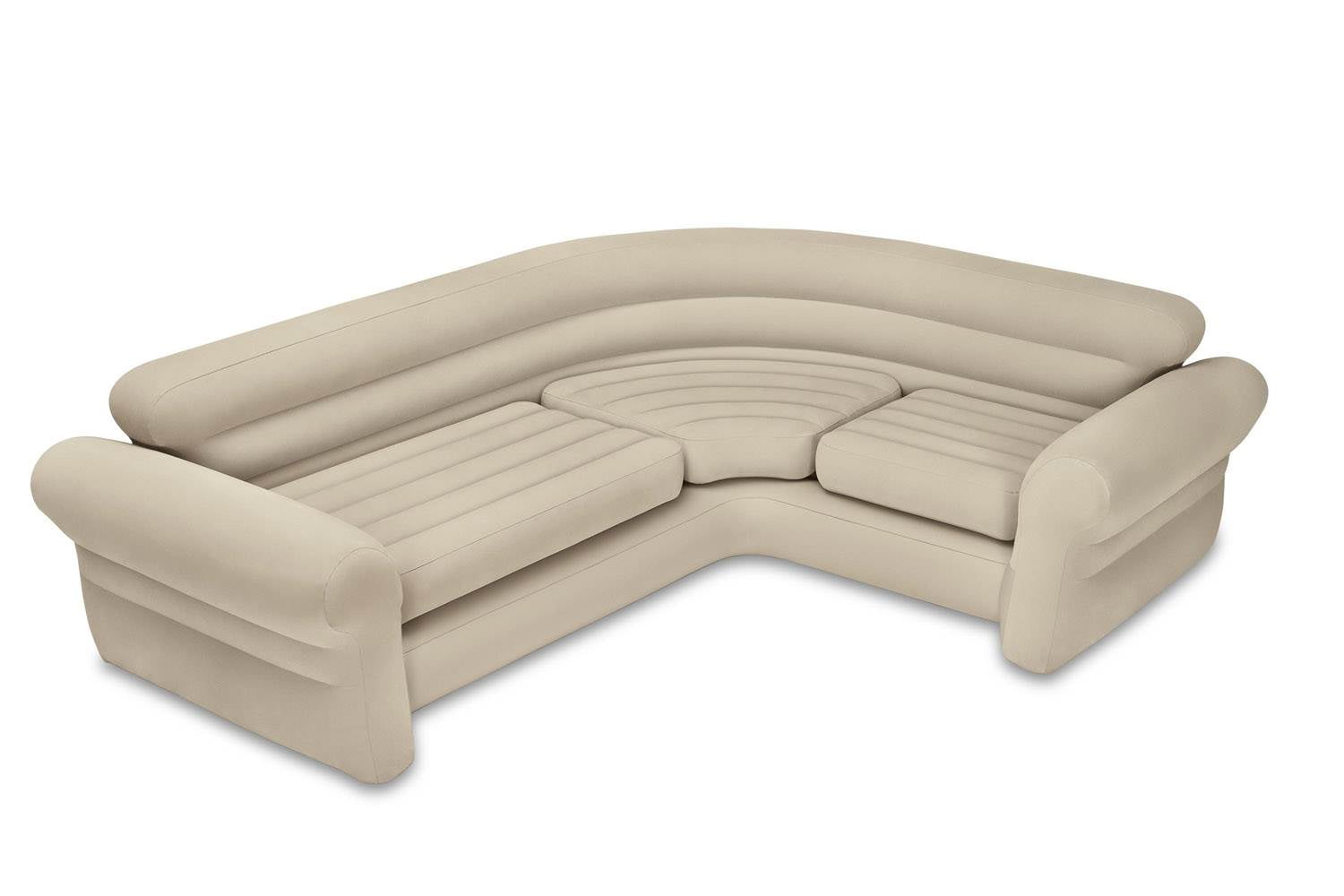 Beige Faux Leather Inflatable Corner Sectional Sofa