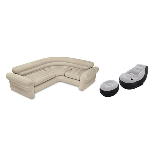 Intex Inflatable Corner Living Room Neutral Sectional Sofa & Lounge