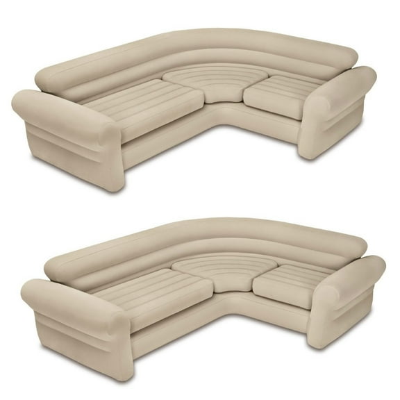 Intex Inflatable Corner Sofa Soft Beige 101" X 80" X 30" (2-Pack)