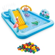 Intex Inflatable Jungle Adventure Play Center & Plastic Fun Ballz, 100 Pack