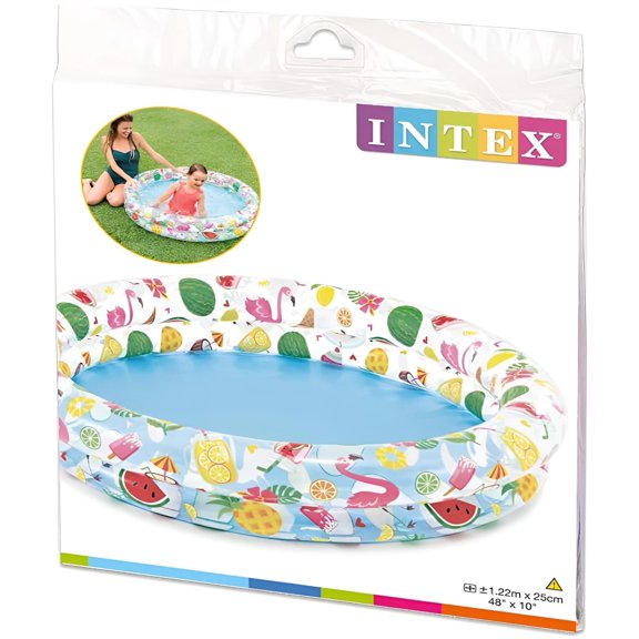 Intex Inflatable Kiddie Swimming Just Fruity Pool 2 Ring Circles Swim 48" X 10" NEW