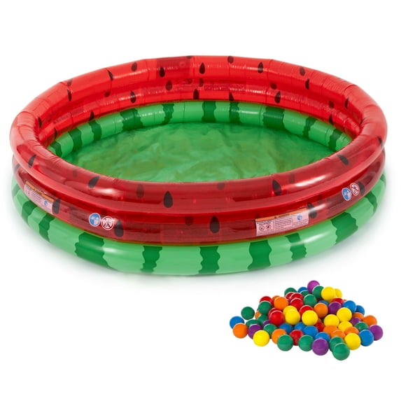 Intex Inflatable Kiddie Watermelon Pool w/Multi-Colored Fun Ballz, 100 Pack
