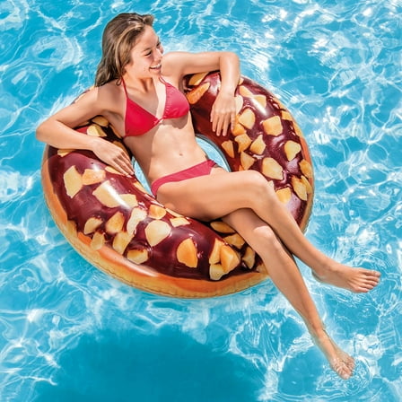Intex Inflatable Nutty Chocolate Donut Pool Tube, 45"