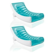 Intex Inflatable Rockin Lounge Pool Floating Raft Chair with Cupholder 2 Pack