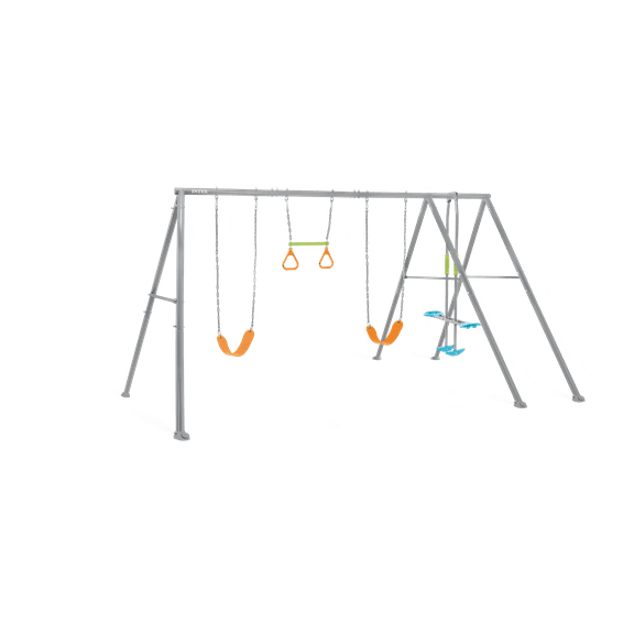 Intex Kids Backyard Four Feature Steel Swing Set (2 Swings, Trapeze Bar with Gym Rings, Glider)