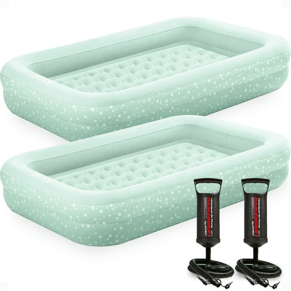 Intex Kids Travel Inflatable Air Mattress with Raised Sides & Pump (2 Pack)
