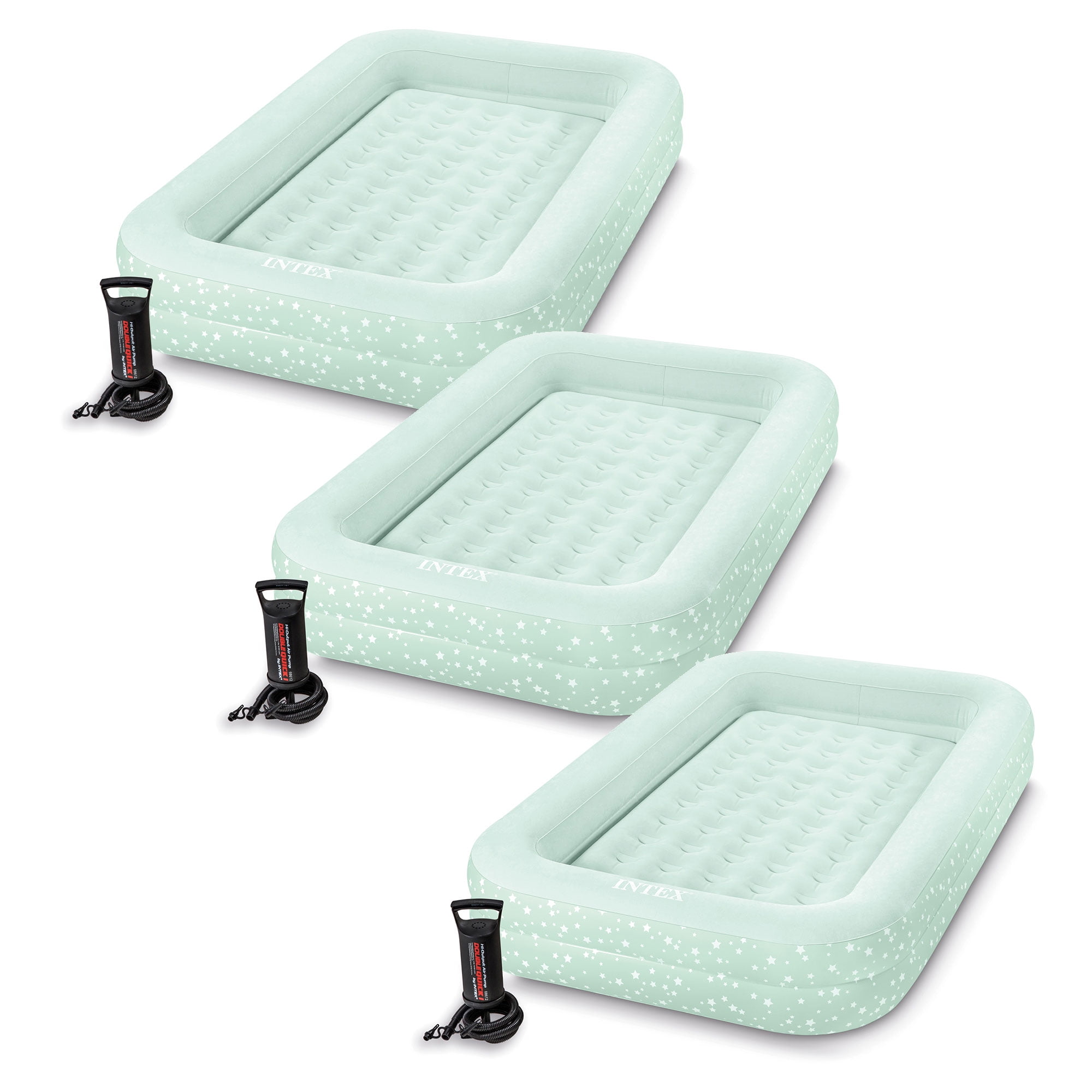 Intex Kids Travel Inflatable Air Mattress with Raised Sides & Pump (3 Pack)