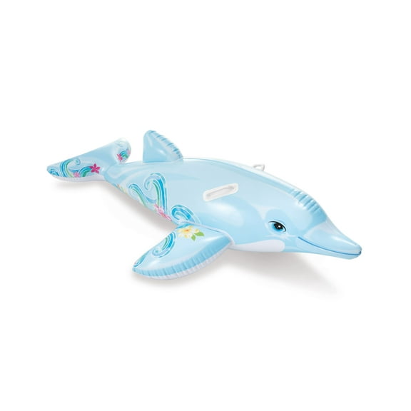 Intex Lil Dolphin Ride-On Pool Float with Tropical Print and Handles for Ages 3+