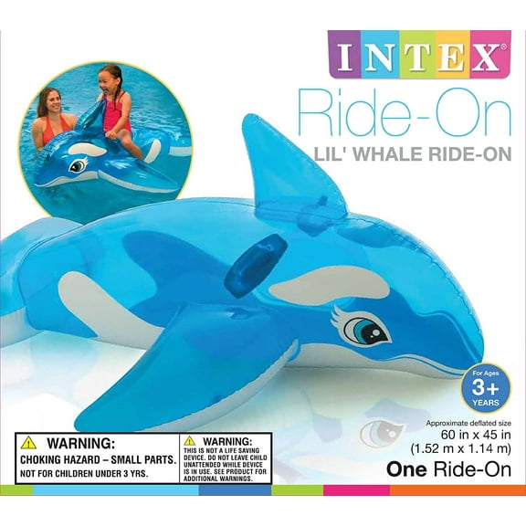 Intex Lil' Whale Ride-On, 60" X 45", for Ages 3+