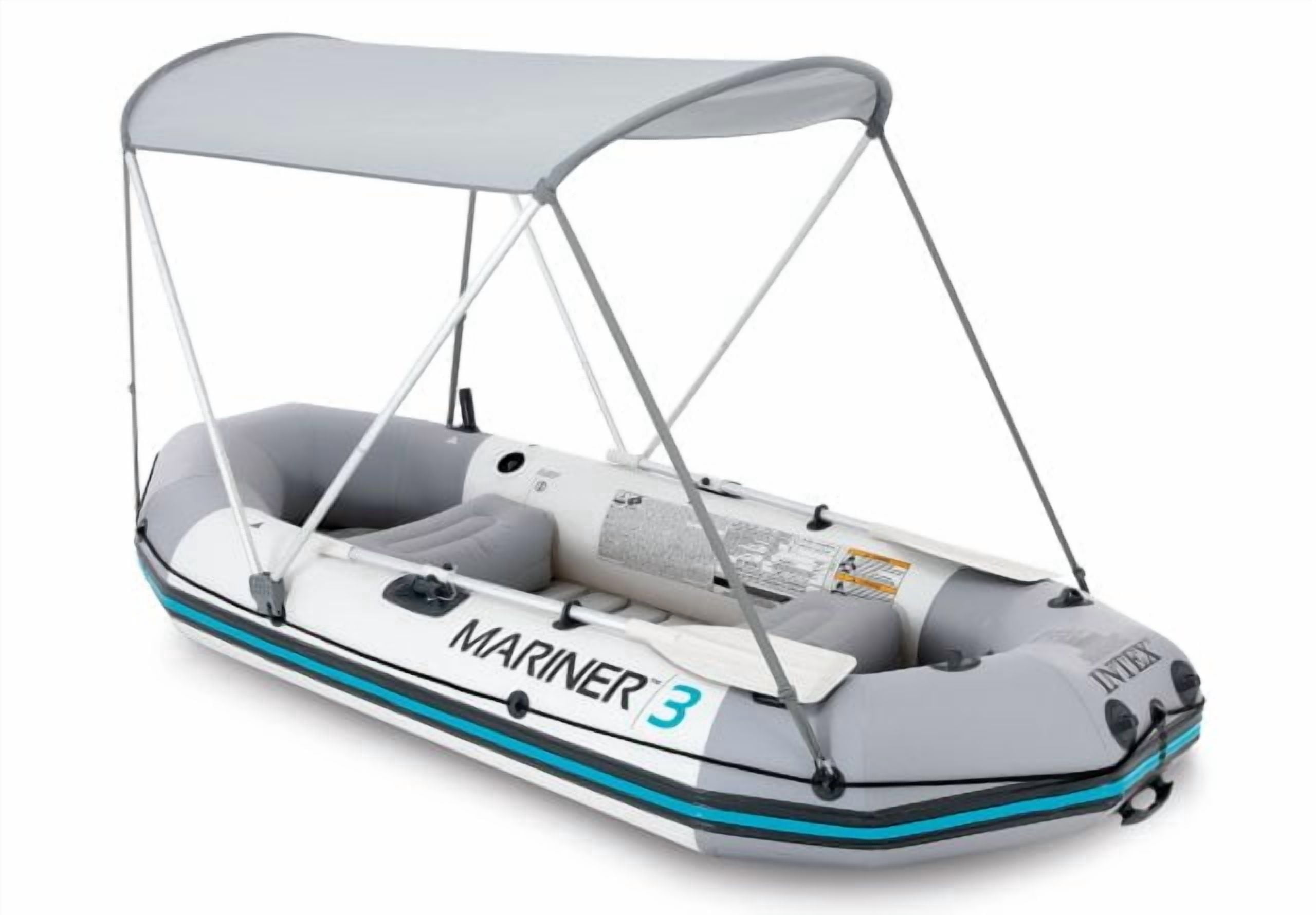Intex Mariner 3 Inflatable Boat with Bimini Top and Cosmetic 