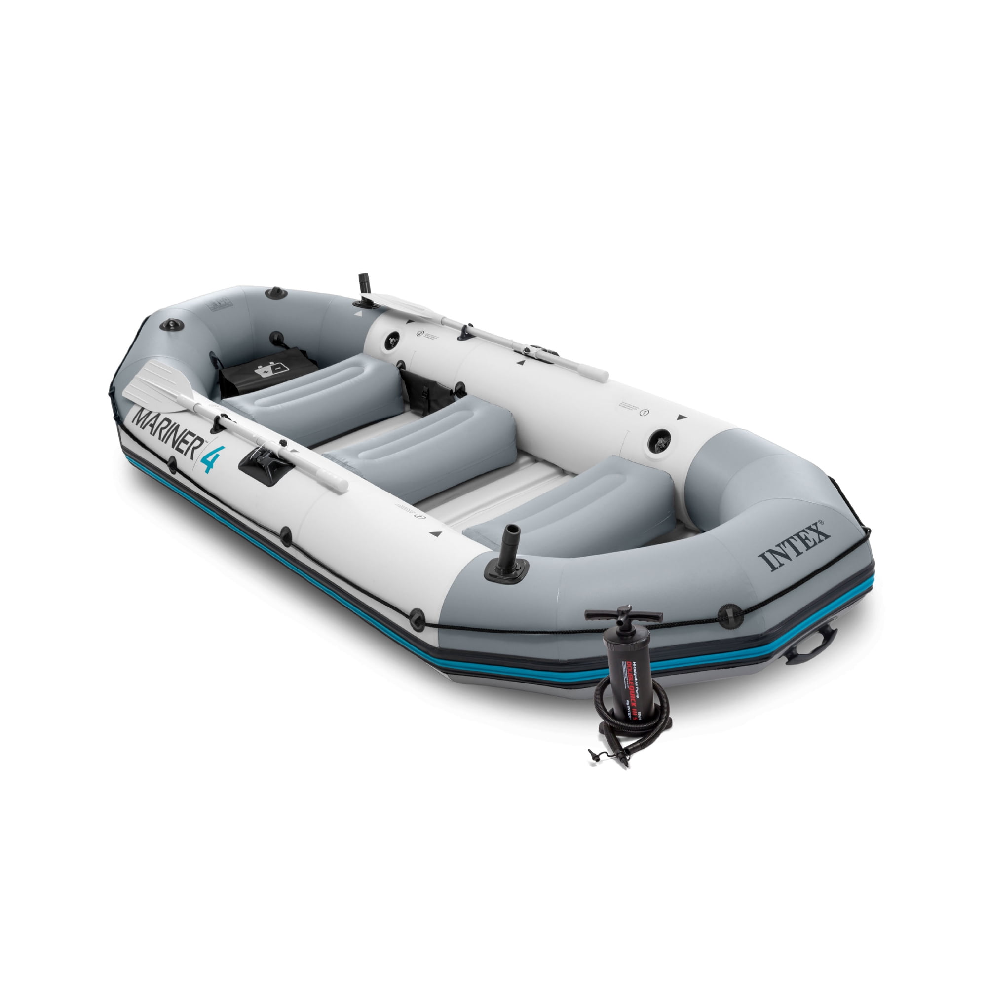 Intex Mariner 4 Person Inflatable Lake Dinghy Boat with Pump and Oars Set