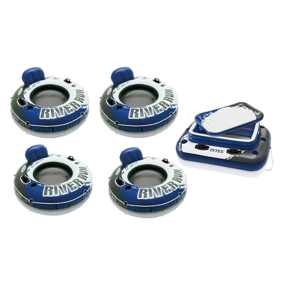 Intex Mega Chill II Inflatable Cooler Float + River Run I Float (4 Pack)