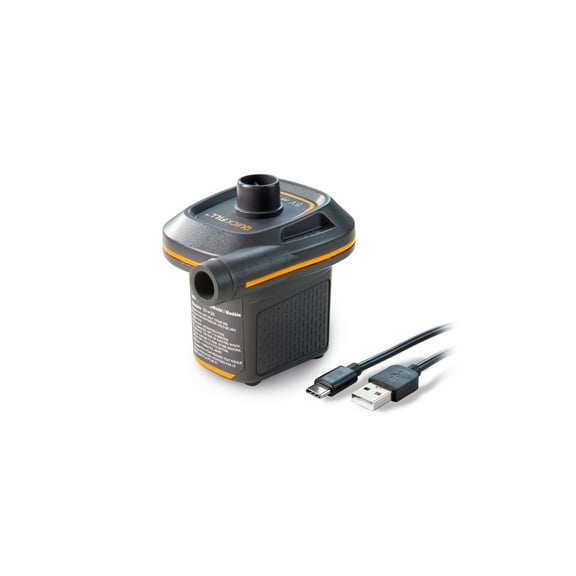 Intex Mini USB Powered Air Pump with 3 Nozzles for Air Mattresses, Inflatables, Toys - Black with Orange Accents