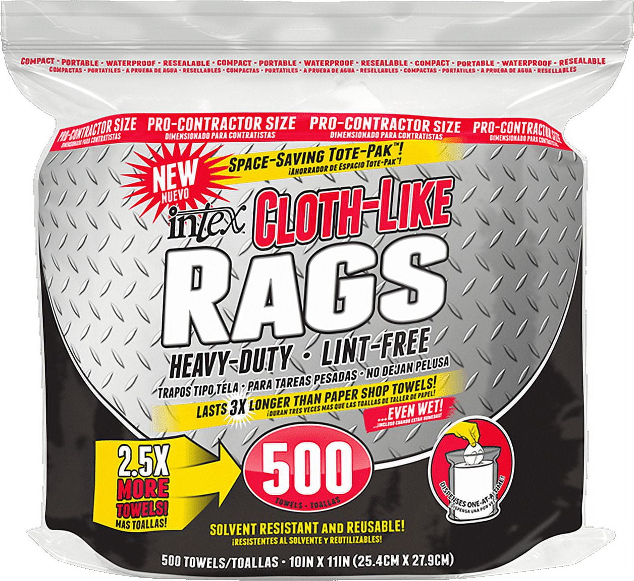 Nature Rags Intex Natural Fiber Automotive Cloth-Like Rags, 500 Count Bag, 10x11 ...