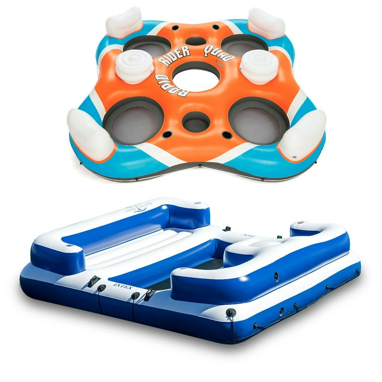 Intex Oasis Island 5 Person Lounge Raft Bestway Rapid Rider 4 Person Island