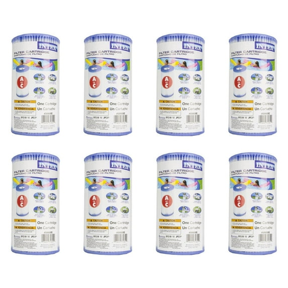 Intex Pool Easy Set Type A Replacement Filter Pump Cartridge (8 Pack) | 29000E