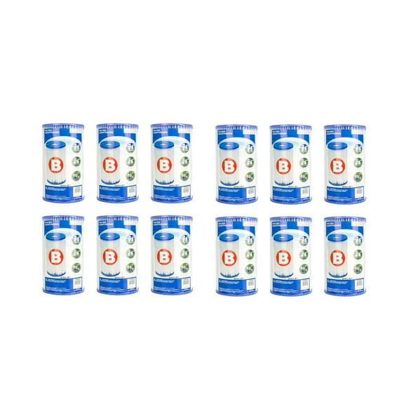 Intex Pool Easy Set Type B Replacement Filter Pump Cartridge (12 Pack)