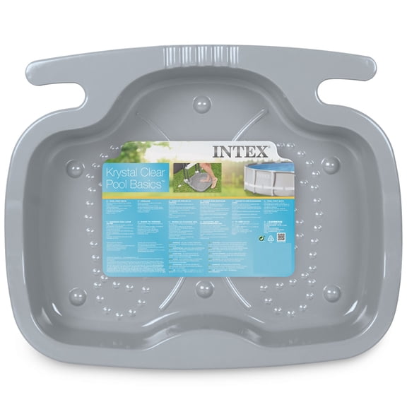 Intex: Pool Foot Bath - Gray - Rinse Feet Of Dirt-Grass-Sand-Debris Before Entering Water, 3 Gallon, 22x18x3.5", Anti-Slip Bottom, Connects To Ladders