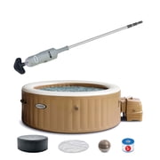 Intex Pool Vacuum with PureSpa 4 Person Inflatable Hot Tub, Sahara Tan