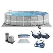 Intex Prism Frame 20ft x 52in Above Ground Pool, Lounger Float 2 Pack & Cooler