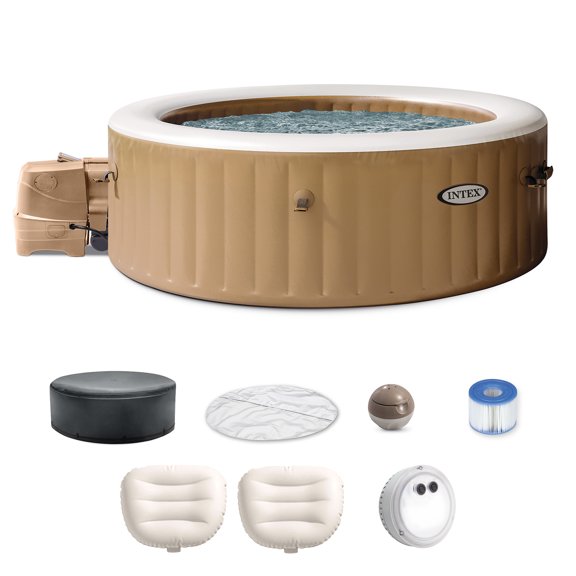 Intex PureSpa 6 Person Inflatable Spa, Multicolor Light, & 2 Pack Headrests
