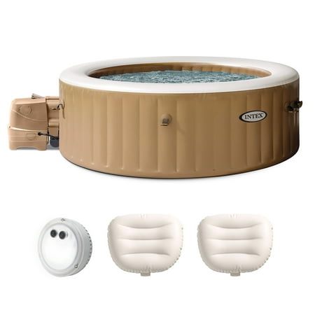 Intex PureSpa 6 Person Inflatable Spa, Multicolor Light, & 2 Pack Headrests
