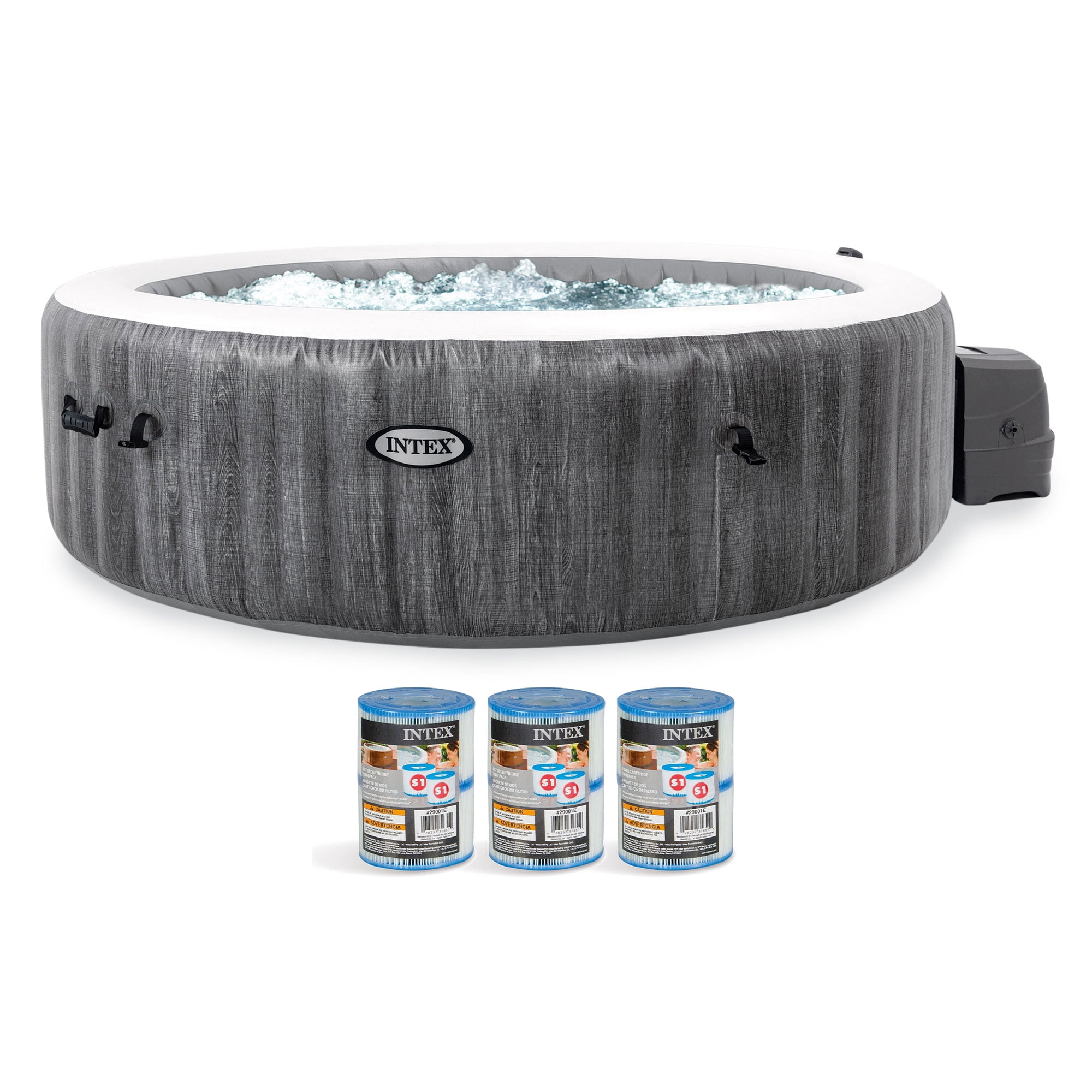 Intex PureSpa Greywood Deluxe 6 Person Hot Tub with 6 Type S1 Filter