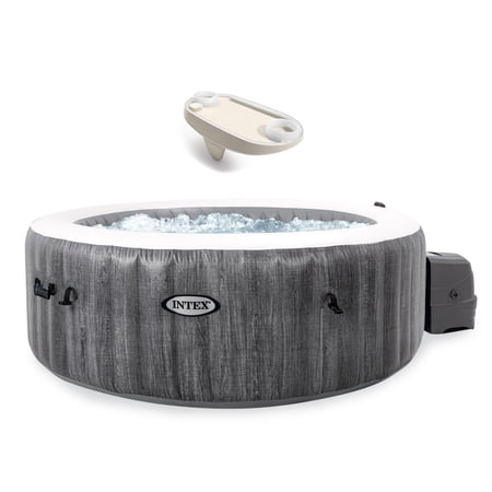 Intex PureSpa Greywood Inflatable Hot Tub Bubble Jet Spa w/ Tray Accessory
