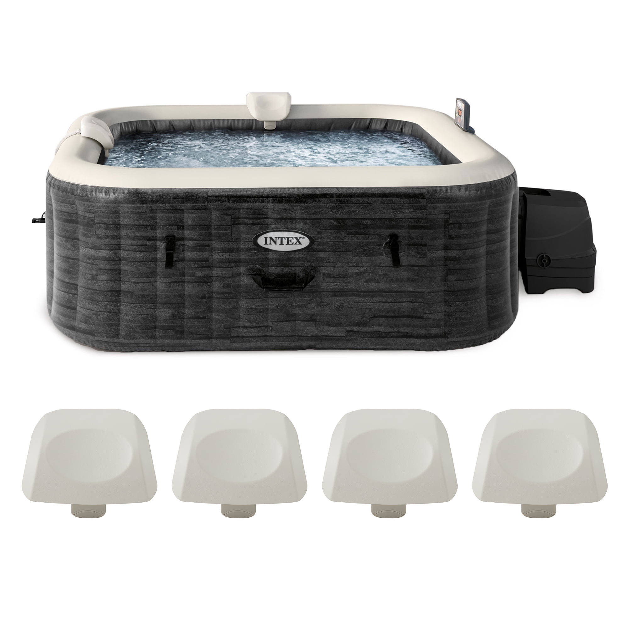 Intex PureSpa Plus Greystone Hot Tub, 94 x 28", with 4 Headrest Pillows