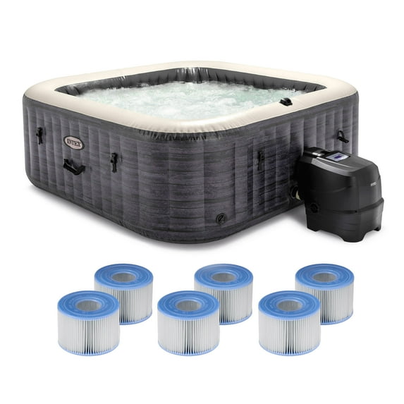Intex PureSpa Plus Greystone Hot Tub, 94x28", w/ S1 Filter Cartridge 6-Pack