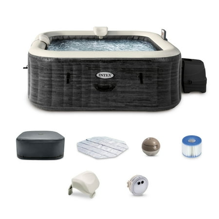 Intex PureSpa Plus Greystone Inflatable Square Hot Tub Spa, 83 x 28"