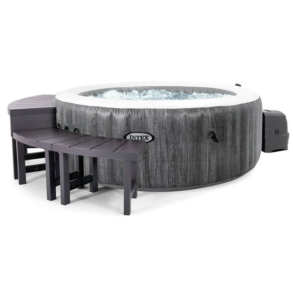 Intex PureSpa Plus Greywood Inflatable Hot Tub Jet Spa w/ Accessory Benches