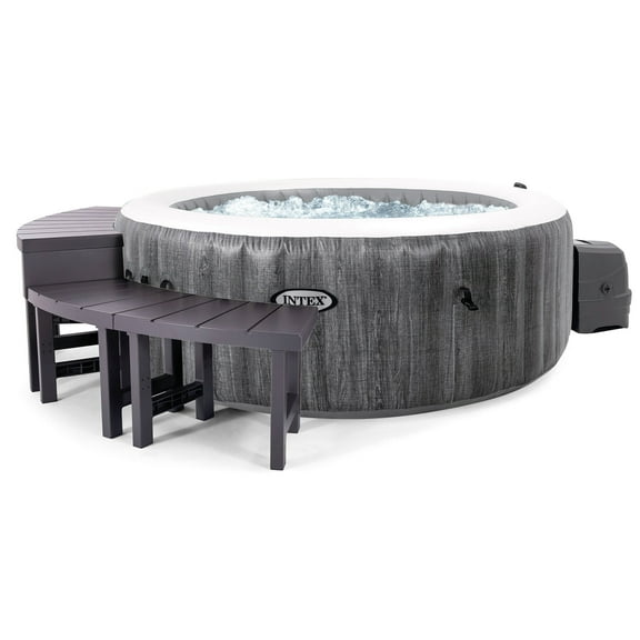 Intex PureSpa Plus Greywood Inflatable Hot Tub Jet Spa w/ Accessory Benches