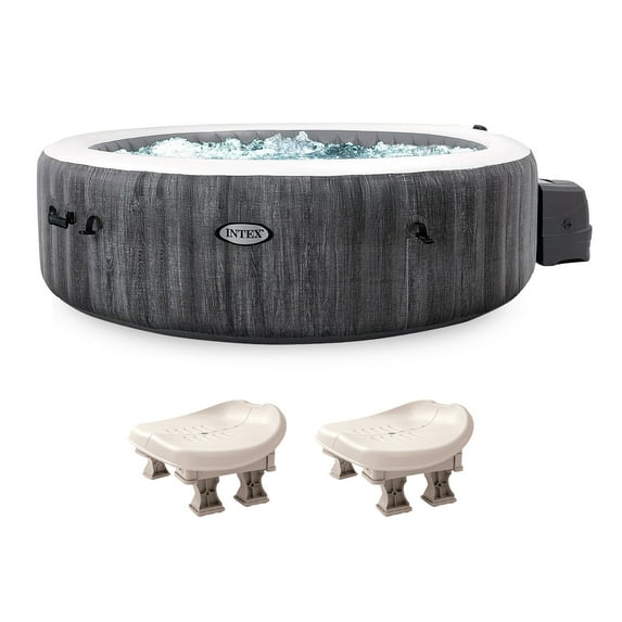 Intex PureSpa Plus Inflatable Bubble Jet Hot Tub & Non-Slip Seats, (2 Pack)