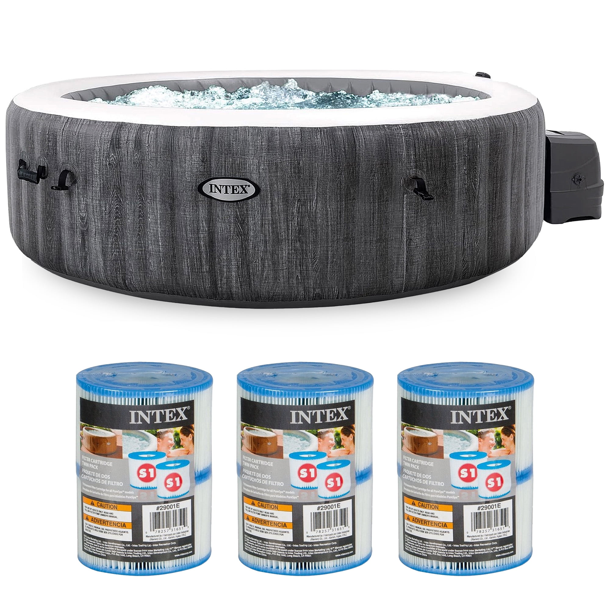 Intex PureSpa Plus Inflatable Bubble Jet Spa & Replacement Filters (8 Pack)
