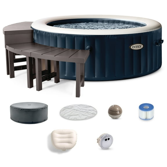 Intex PureSpa Plus Inflatable Jet Spa & Medium PureSpa Benches (2 Pack)