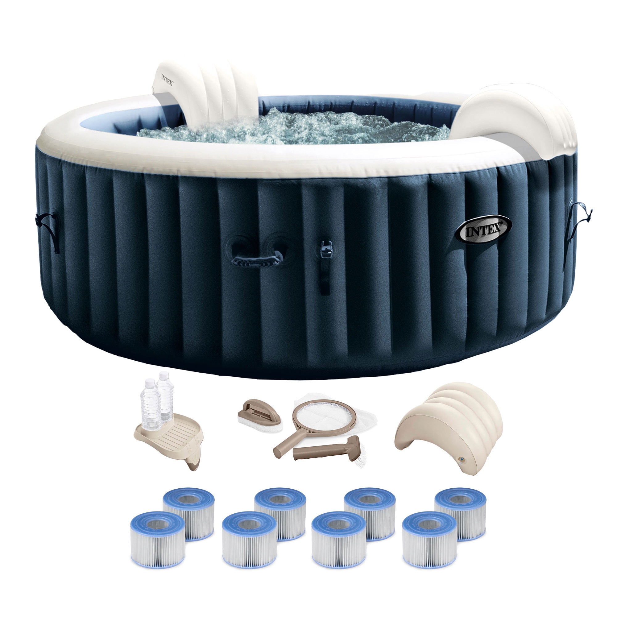 Intex PureSpa Plus Inflatable Portable Bubble Jet Hot Tub w/ Deluxe