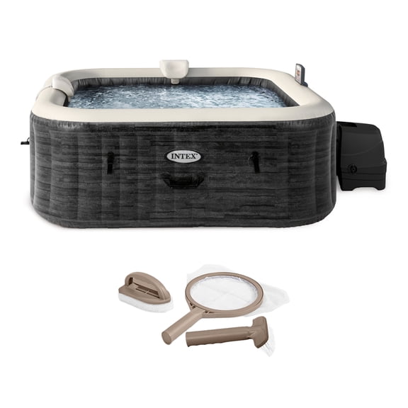 Intex PureSpa Plus Inflatable Square Hot Tub with Maintenance Accessory Kit