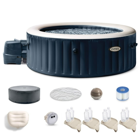 Intex PureSpa Plus Portable Inflatable Hot Tub, 85x28", with 4 Cup Trays