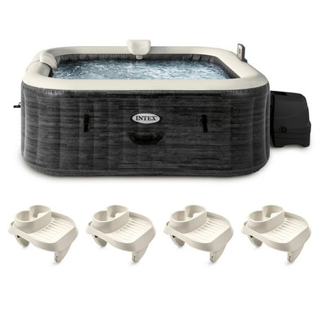 Intex PureSpa Plus Portable Inflatable Spa & Attachable Snack Tray (4 Pack)