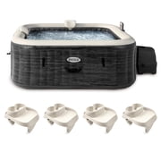 Intex PureSpa Plus Portable Inflatable Spa & Attachable Snack Tray 4 Pack