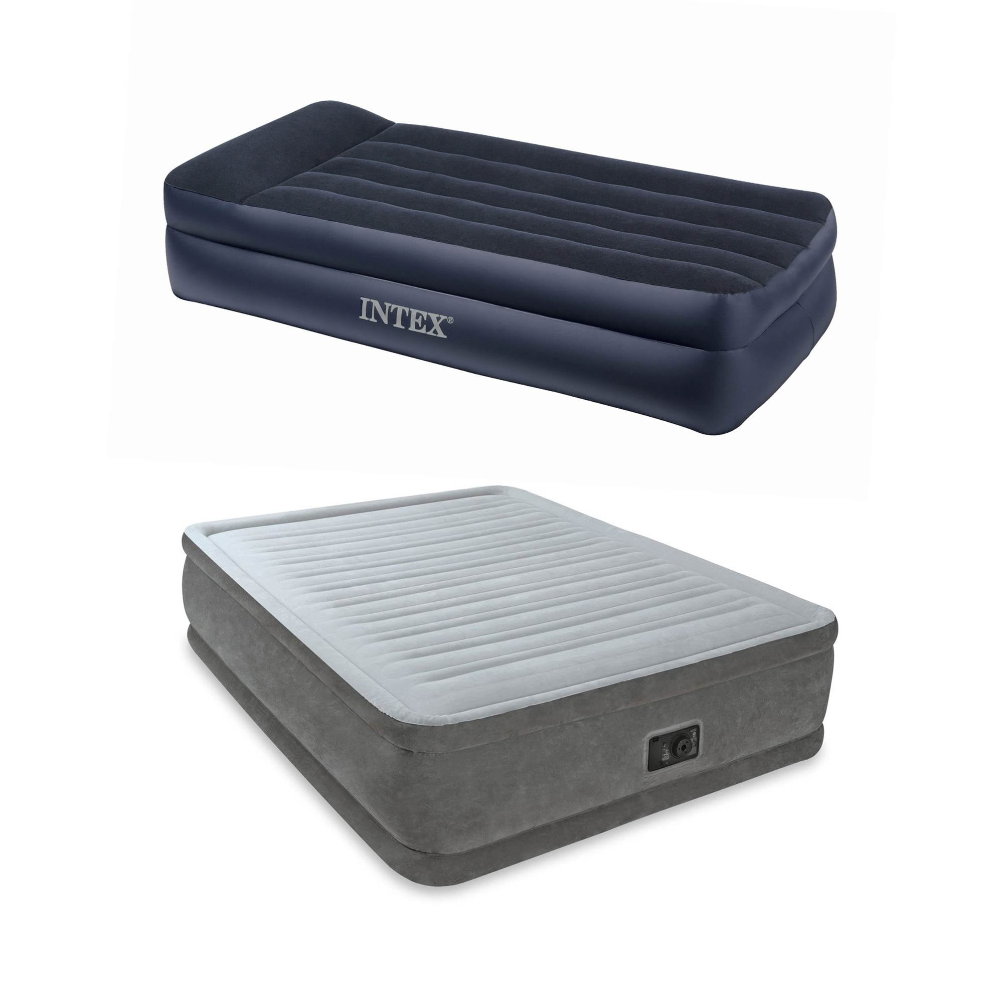 Intex Queen Comfort Plush Airbed + Pillow Rest Twin Airbed with Built