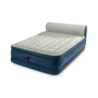 Intex Headboard 18" Queen Dura-Beam Deluxe Raised Air Bed Mattress with Built-in Pump