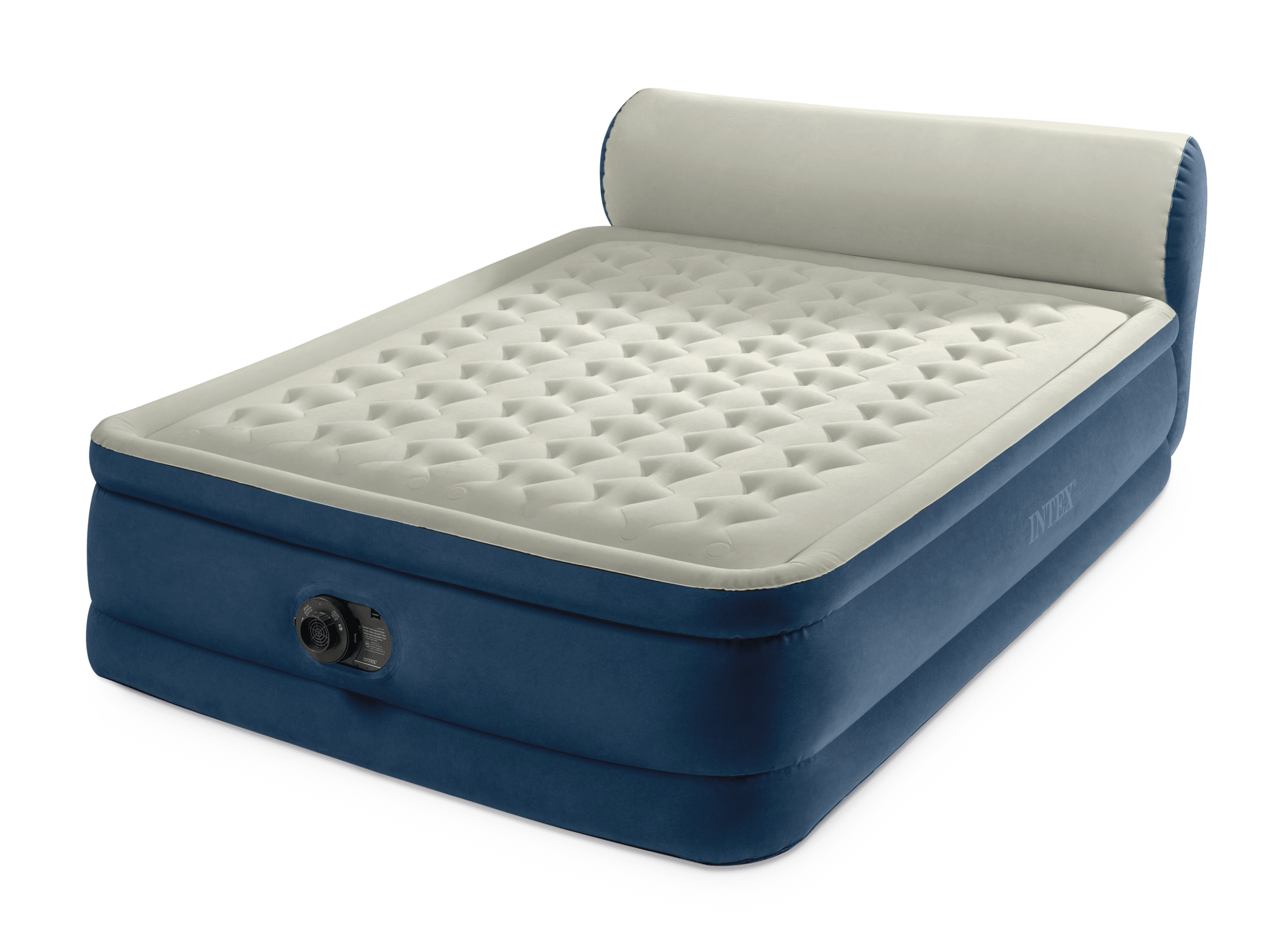 Intex Headboard 18" Queen Dura-Beam Deluxe Raised Air Bed Mattress with Built-in Pump